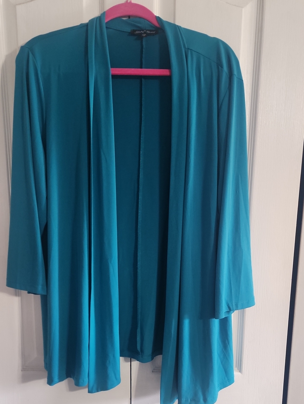 Slinky Brand Teal Open-Front Draped Tunic Cardigan